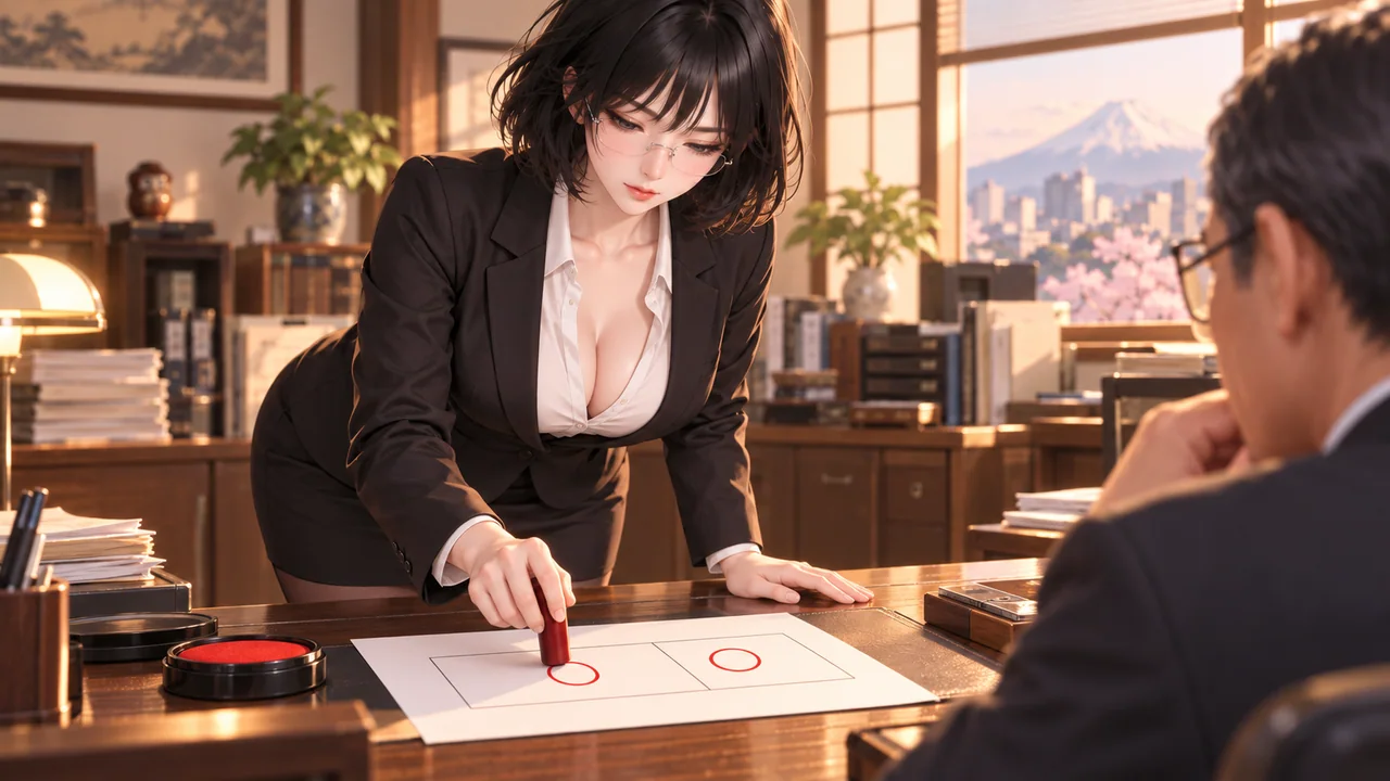 직장 상사에게 절하는 모양의 도장 각도 - 사회·직장 일본 문화